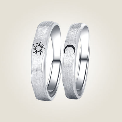 Fashion Moon&sun Design Open End Sliver His and Her Rings