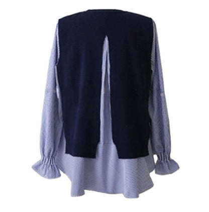 Women Knitting Vest and Long Sleeves Shirts Sets