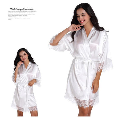 Summer Sexy Women Lace Strim Morning Gown