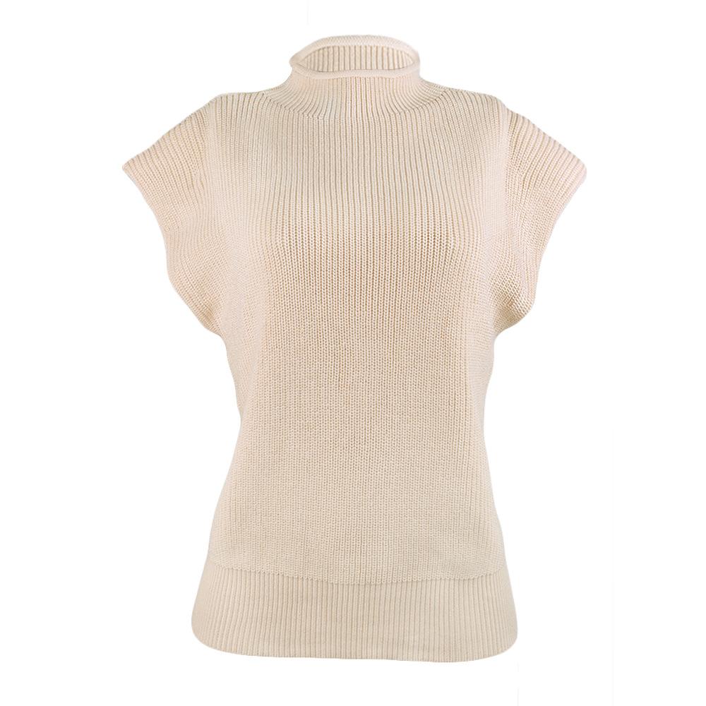 Women High Neck Sleeveless Knitting Top Sweaters