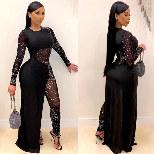 Sexy See Through Rhinestone Night Club Suits-STYLEGOING