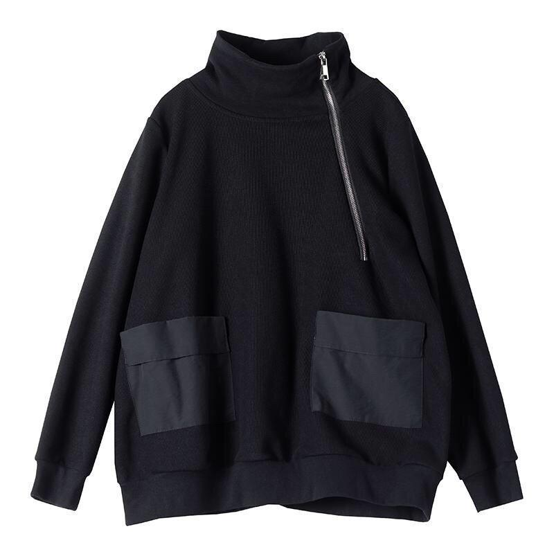 Black Plus Sizes Warm Long Sleeves Casual Hoodies-STYLEGOING