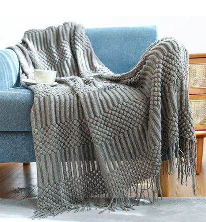 Soft Sofa Blanket with Tassels--Free Shipping at meselling99