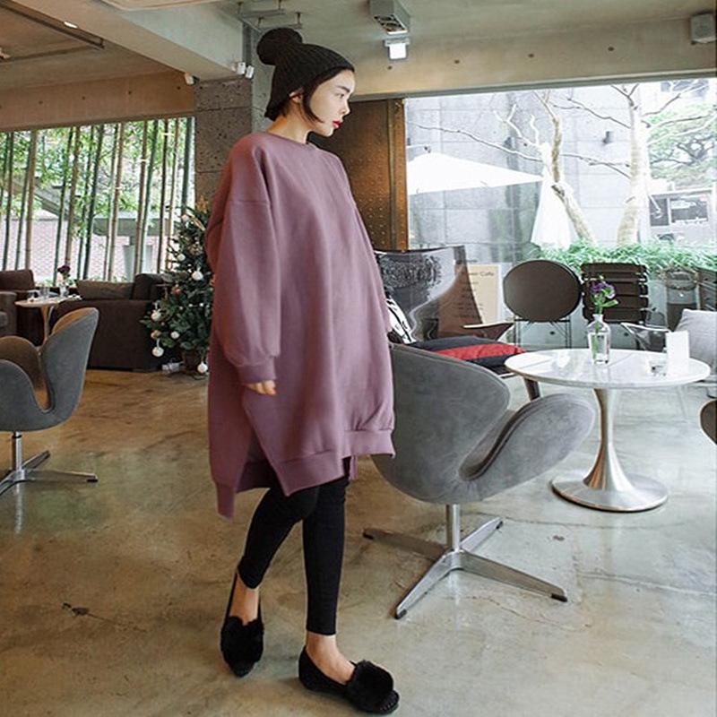 Women Round Neck Split Loose Plus Sizes Hoodies-STYLEGOING