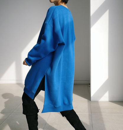 Women Round Neck Split Loose Plus Sizes Hoodies-STYLEGOING