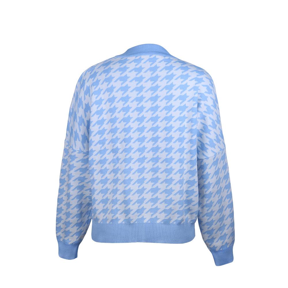 Vintage Women Plaid Knitting Hoody Sweaters