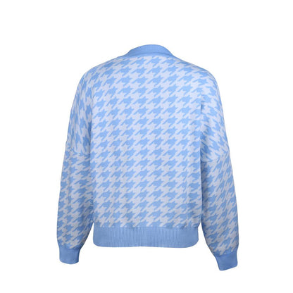 Vintage Women Plaid Knitting Hoody Sweaters
