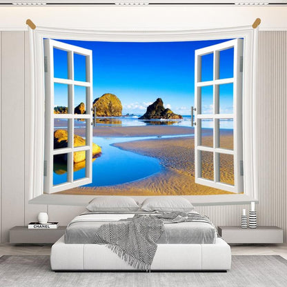 Window Landscape for Home Decorative Hanging Wall Tapestry
