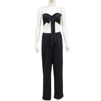 Sexy Women Strapless Tops+loose Pants Suits-STYLEGOING