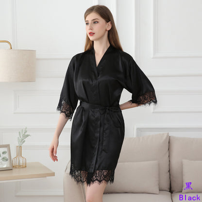 Summer Sexy Women Lace Strim Morning Gown