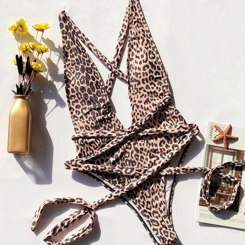 New Sexy V-neck Backless One Piece Swimwear-STYLEGOING
