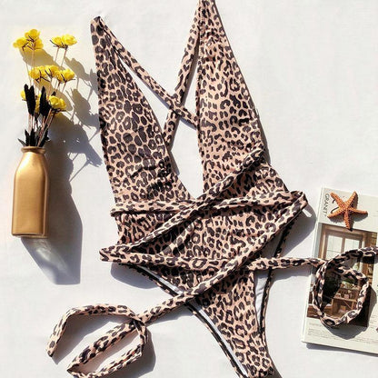 New Sexy V-neck Backless One Piece Swimwear-STYLEGOING