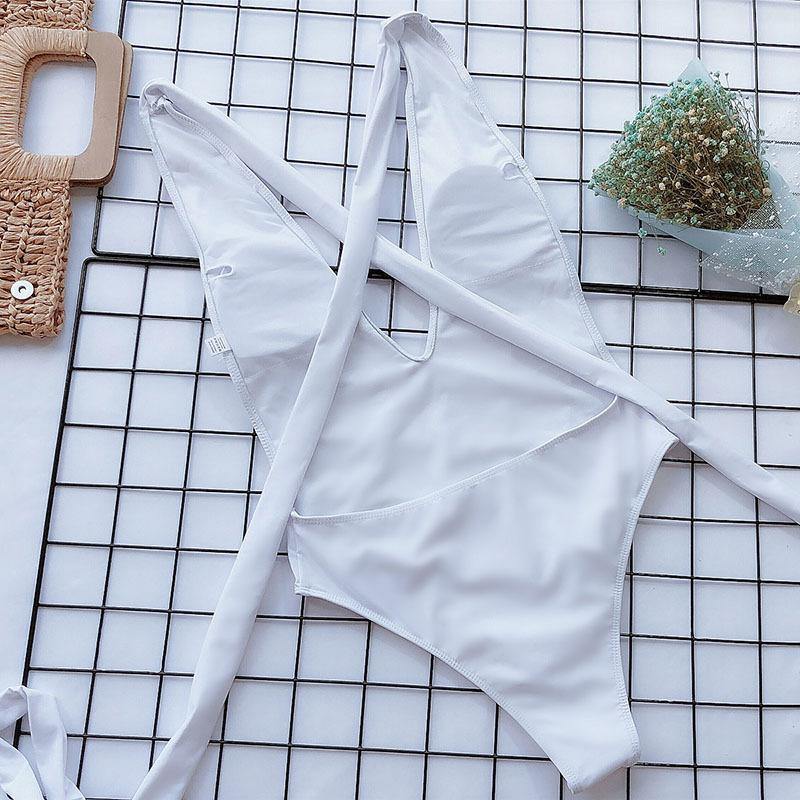 New Sexy V-neck Backless One Piece Swimwear-STYLEGOING