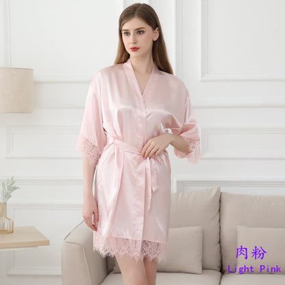 Summer Sexy Women Lace Strim Morning Gown