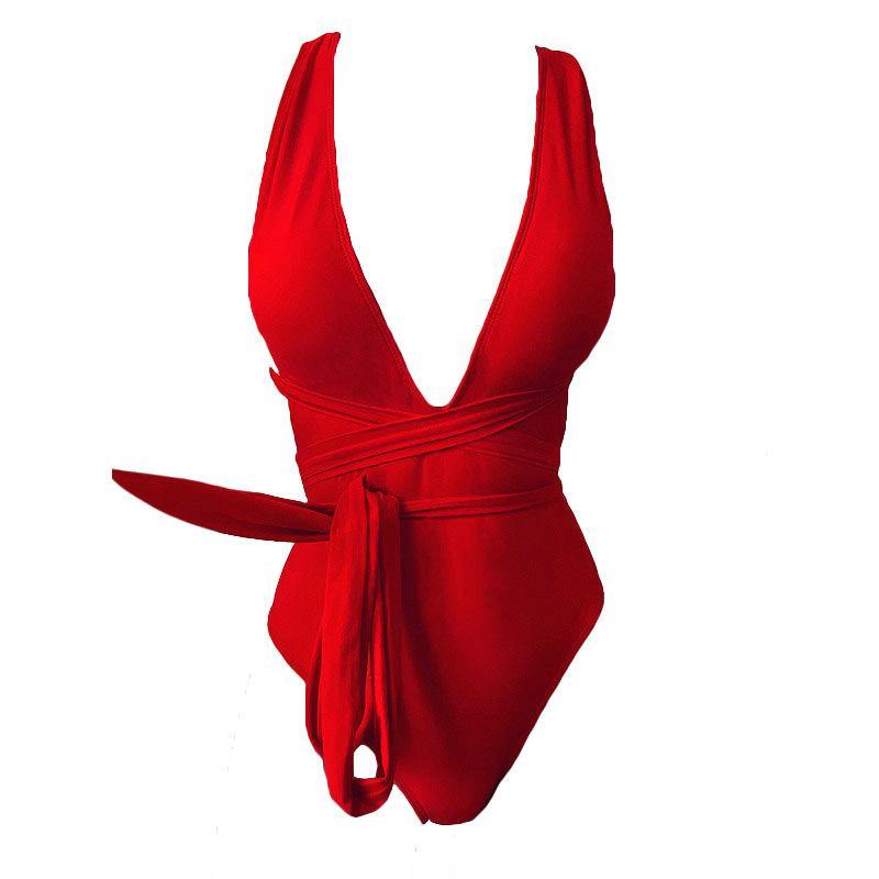 New Sexy V-neck Backless One Piece Swimwear-STYLEGOING
