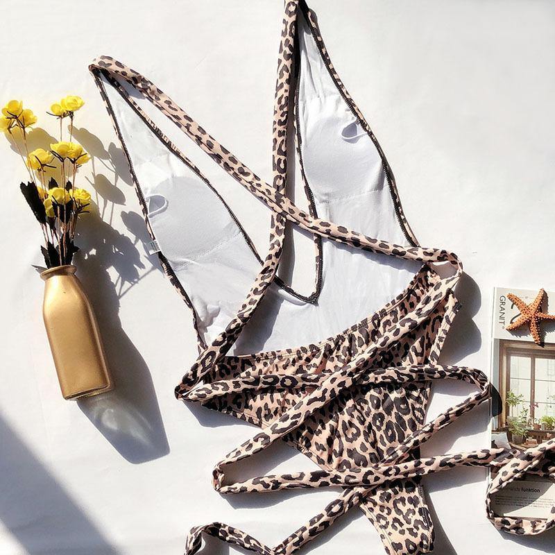 New Sexy V-neck Backless One Piece Swimwear-STYLEGOING