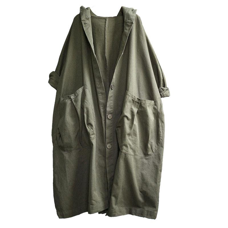 Women Plus Sizes Fall Long Trenchcoat-STYLEGOING