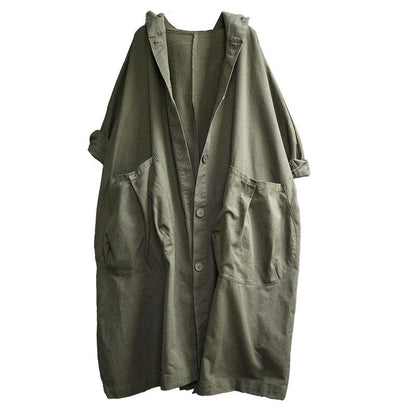 Women Plus Sizes Fall Long Trenchcoat-STYLEGOING