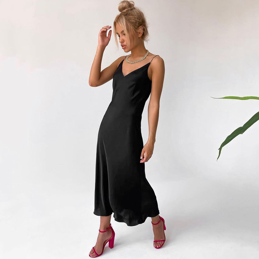 Sexy Satin Spahgetti Straps Women Dresses