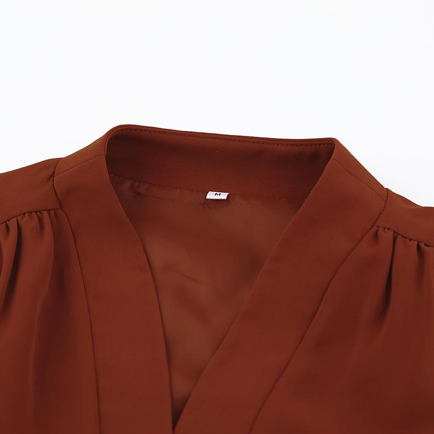 Summer Women Puff Sleeves V Neck Short Shirts-STYLEGOING