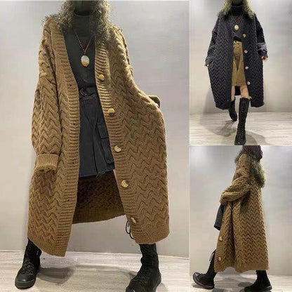 Vintage Women Knitting Plus Sizes Cardigan Sweaters-STYLEGOING