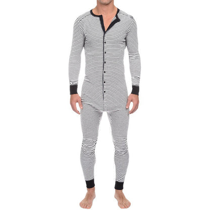 Casual Long Sleeves Jumpsuits Sleepwear for Men