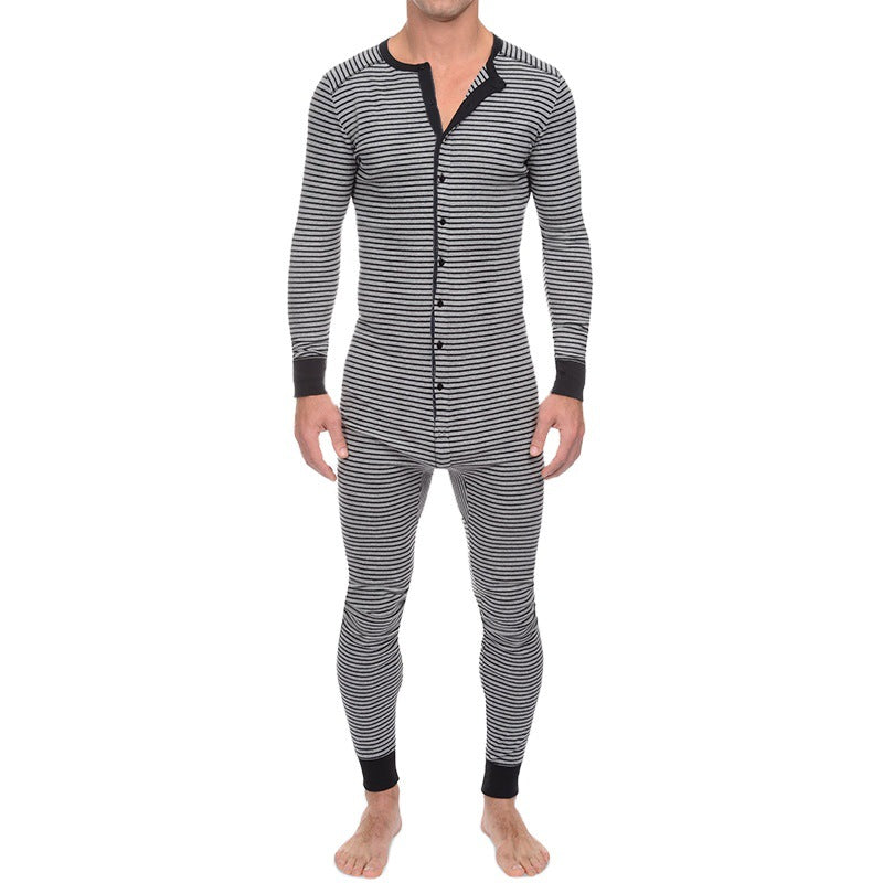 Casual Long Sleeves Jumpsuits Sleepwear for Men