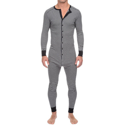 Casual Long Sleeves Jumpsuits Sleepwear for Men