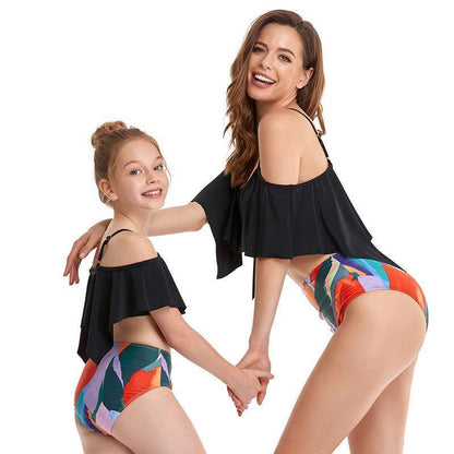 Summer Lotus Leaf Mom/daughter Swimsuit-STYLEGOING