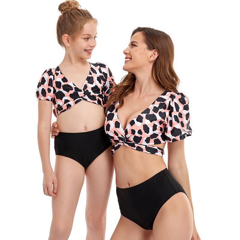 Parent-child Puff Sleeves Summer Beach Bikinis-STYLEGOING
