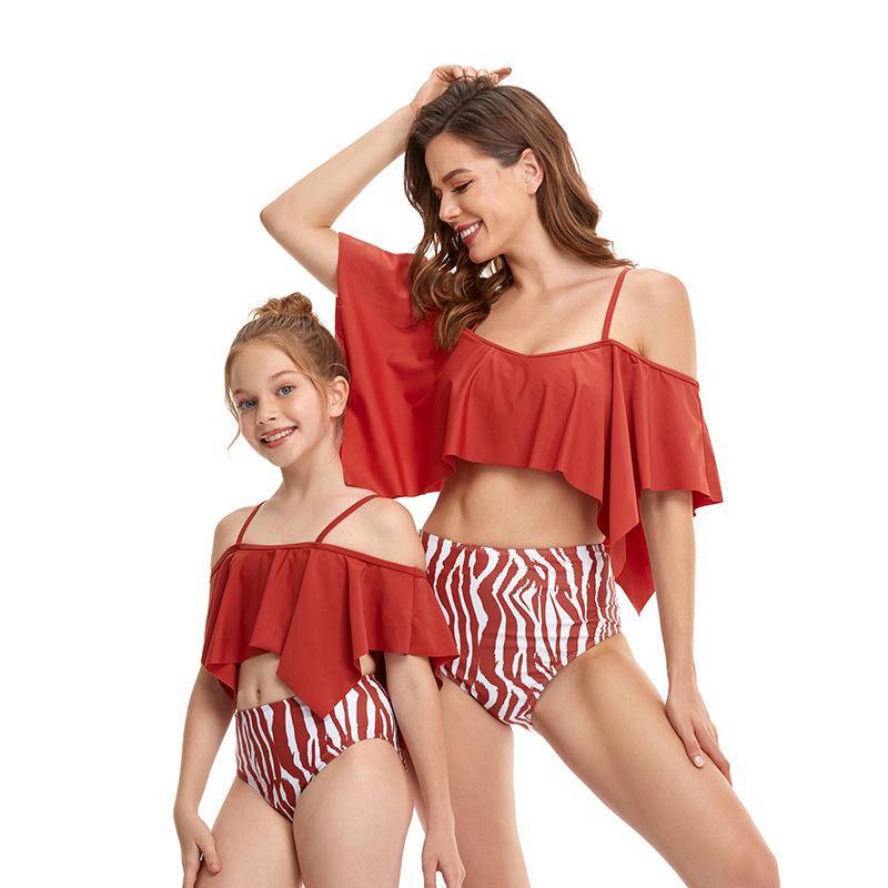 Summer Lotus Leaf Mom/daughter Swimsuit-STYLEGOING
