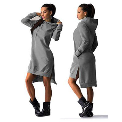 Women Autumn Long Sleeves Hoody Dresses-STYLEGOING