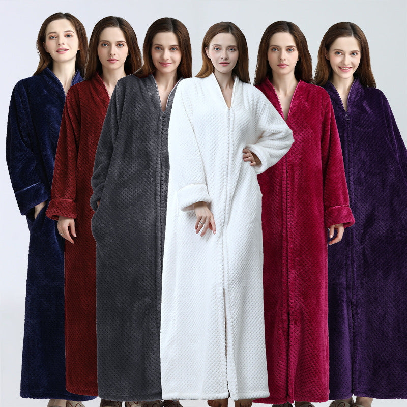 Winter Thick Zipper Fleece Sleepwear for Couple