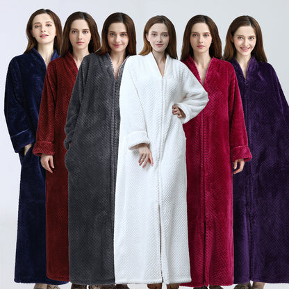 Winter Thick Zipper Fleece Sleepwear for Couple
