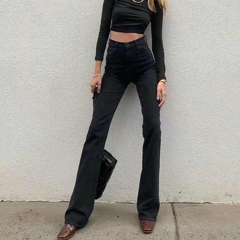 Casual High Waist Trumpet Women Long Jeans