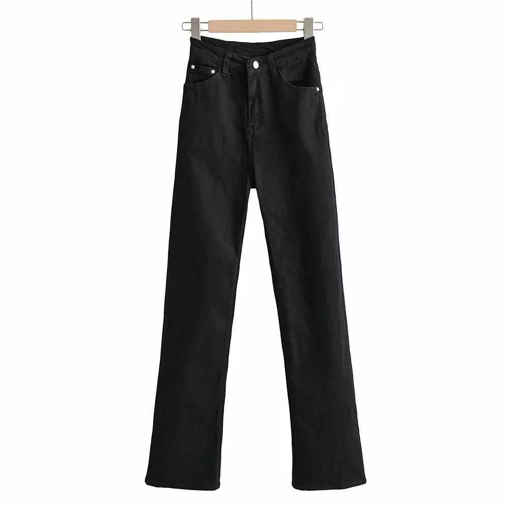 Casual High Waist Trumpet Women Long Jeans