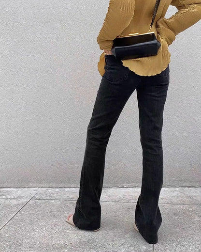 Casual High Waist Trumpet Women Long Jeans