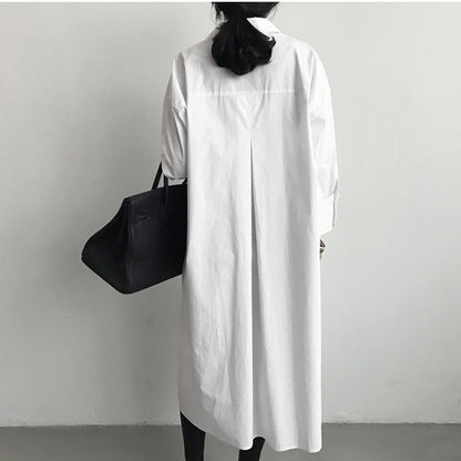 Women Autumn Asymmetric Long Sleeves Shirt Dresses