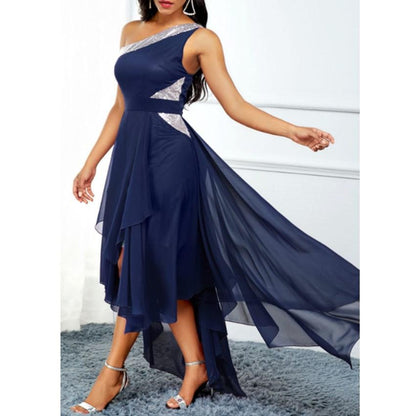 Women One Shoulder Irregular Long Dresses--Free Shipping at meselling99