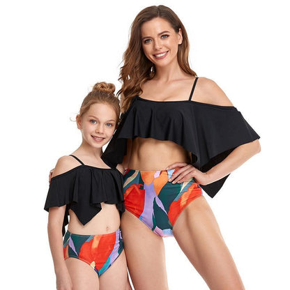 Summer Lotus Leaf Mom/daughter Swimsuit-STYLEGOING