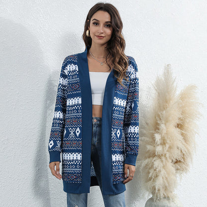 Casual Leopard Design Knitted Coats for Women