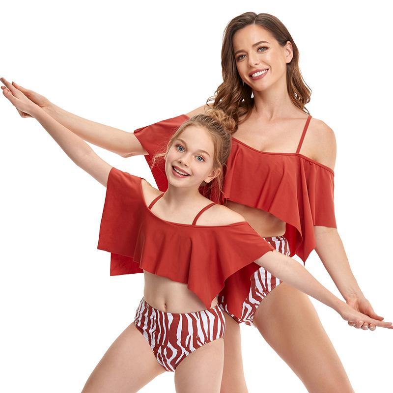 Summer Lotus Leaf Mom/daughter Swimsuit-STYLEGOING