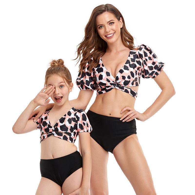 Parent-child Puff Sleeves Summer Beach Bikinis-STYLEGOING