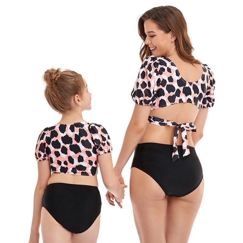 Parent-child Puff Sleeves Summer Beach Bikinis-STYLEGOING