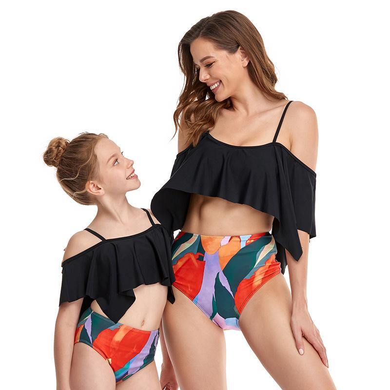 Summer Lotus Leaf Mom/daughter Swimsuit-STYLEGOING