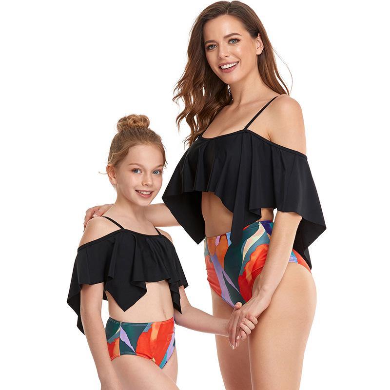Summer Lotus Leaf Mom/daughter Swimsuit-STYLEGOING