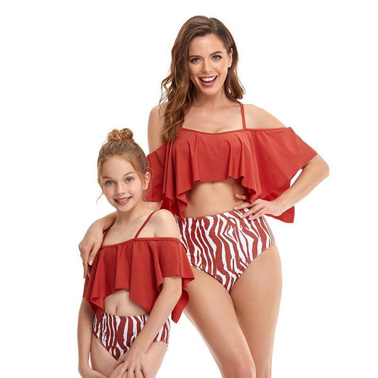 Summer Lotus Leaf Mom/daughter Swimsuit-STYLEGOING