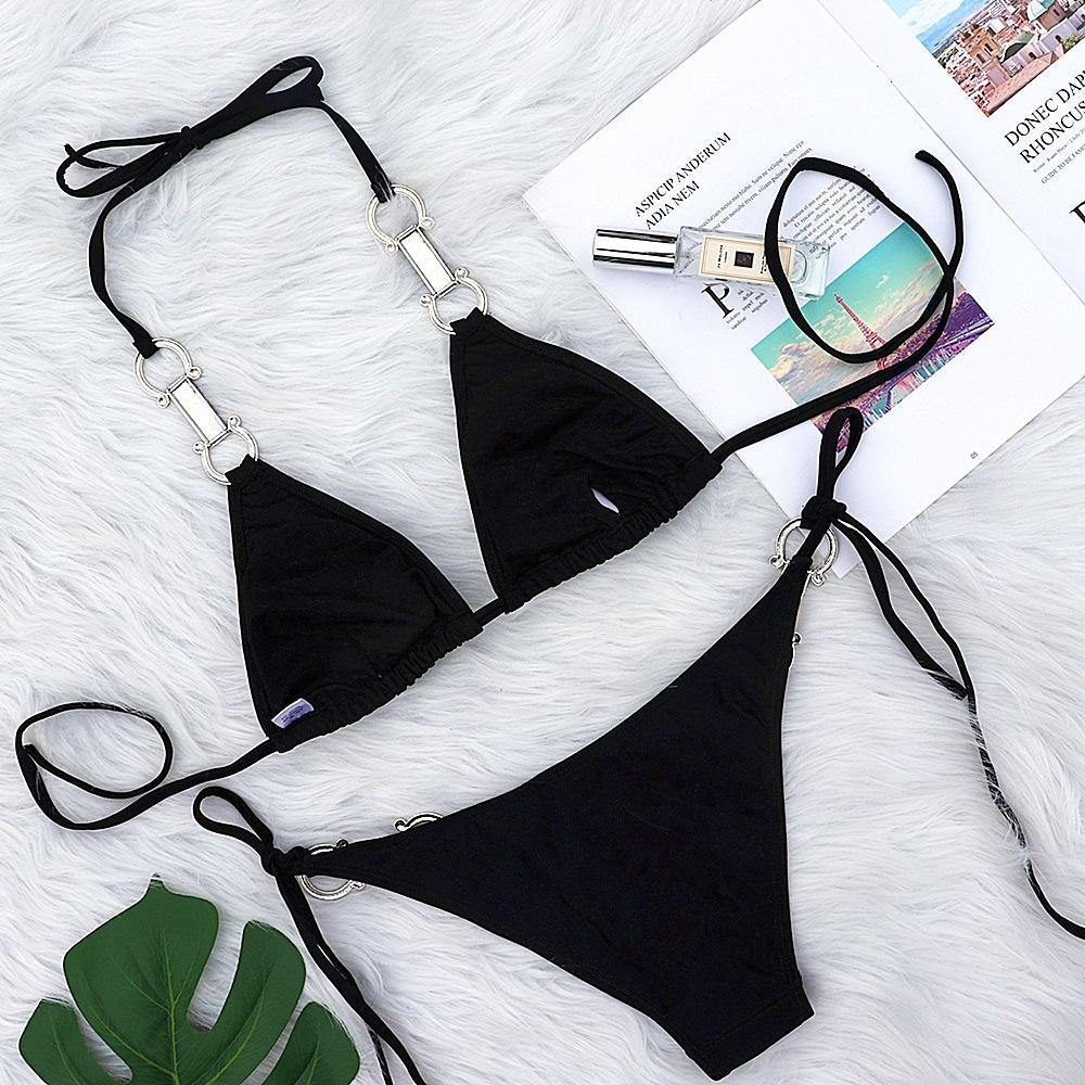 Black Sexy Rhinestone Bikni-STYLEGOING