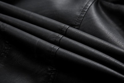 Fashion Turnover Collar Zipper Women PU Jacket