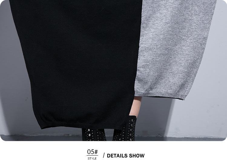High Neck Knitting Bat Sleeves Irregular Cozy Long Dresses